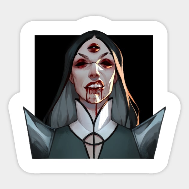 Three eyes with blood Sticker by Emilyena